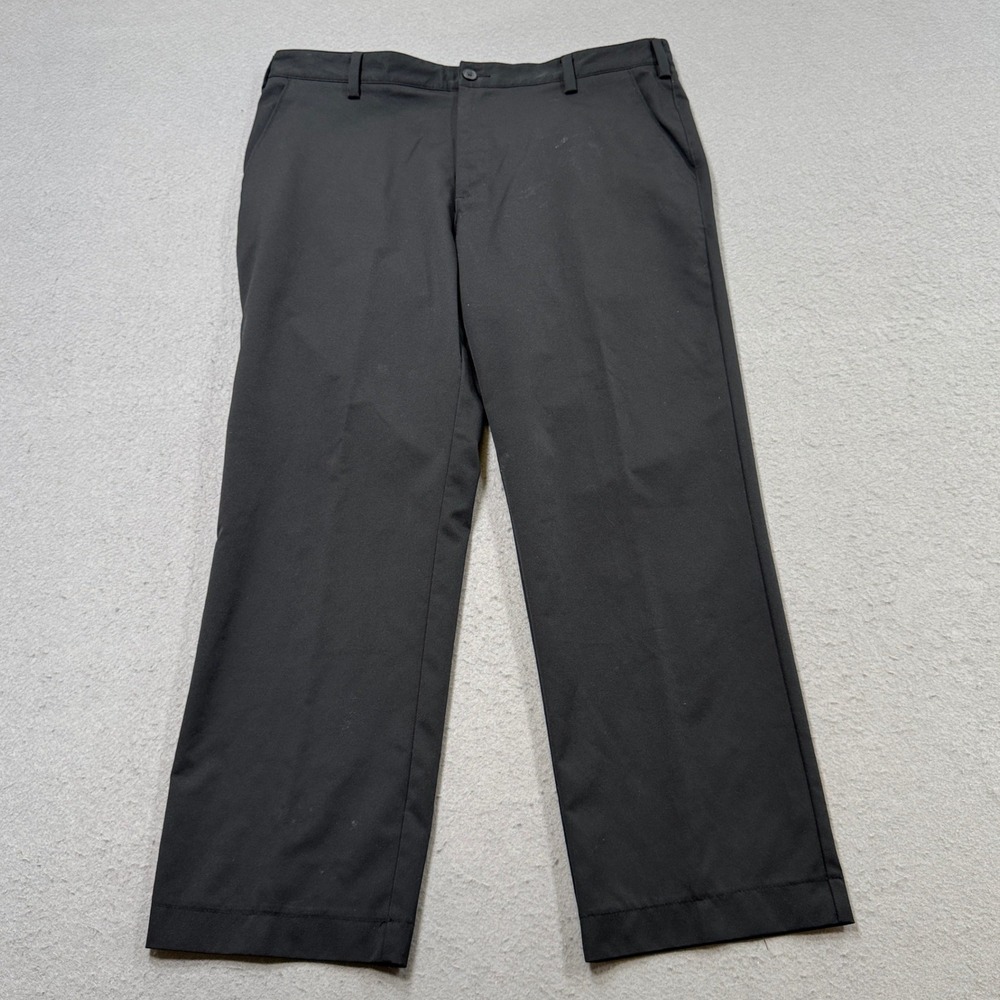 Adidas Golf Pants Men's 36x32 Black Flat Front Straight Leg Athletic Sportswear